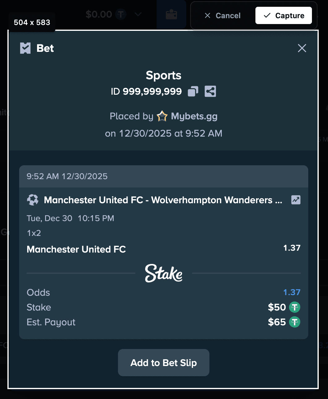 mybets.gg Chrome extension screenshot showing smart betslip capture interface with area selection tool and instant sync to dashboard
